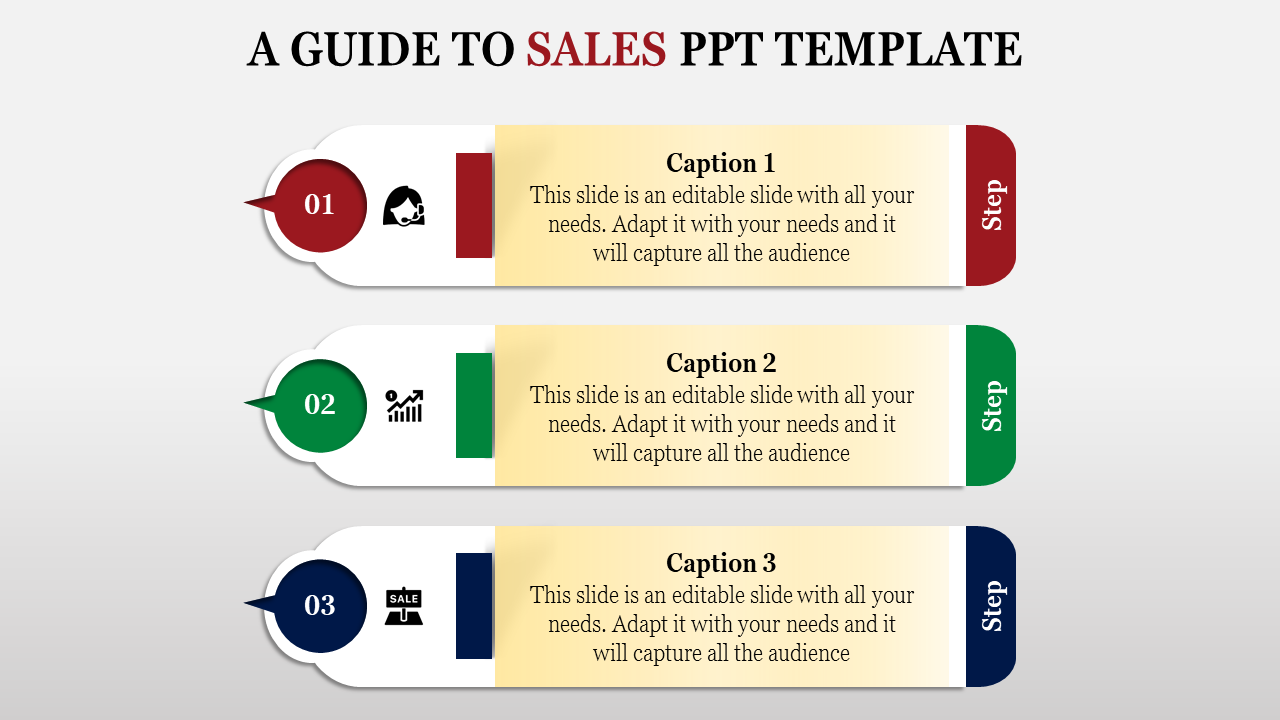 Stunning Sales PPT Template With Three Nodes Design